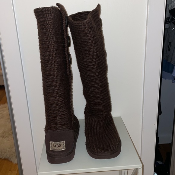 UGG Women's Classic Cardy Brown Boots - Picture 2 of 8